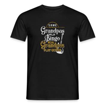 Gitarre Opa Großvater Rentner Gitarrist Musiker - Männer T-Shirt - Schwarz - Vorne - AI Model Male 178 light (178cm)