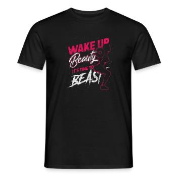 Sportswoman strength training bodybuilder beast training - Men's T-Shirt - black - Front - AI Model Male 178 light (178cm)