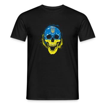 Ukraine Kiev Maidan country gift nation skull - Men's T-Shirt - black - Front - AI Model Male 178 light (178cm)
