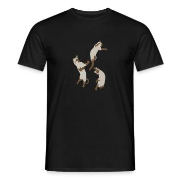 Three Cats Jumping Playful Gift - Men's T-Shirt - black - Front - AI Model Male 178 light (178cm)