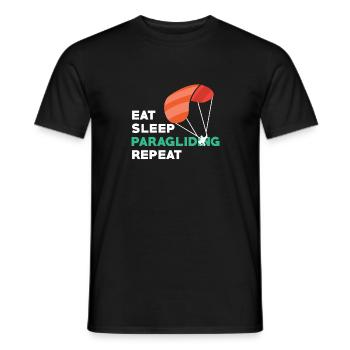 paragliding - Men's T-Shirt - black - Front - AI Model Male 178 light (178cm)