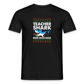 Teachershark hässliches Strickjackegeschenk - Männer T-Shirt - Schwarz - Vorne - AI Model Male 178 light (178cm)
