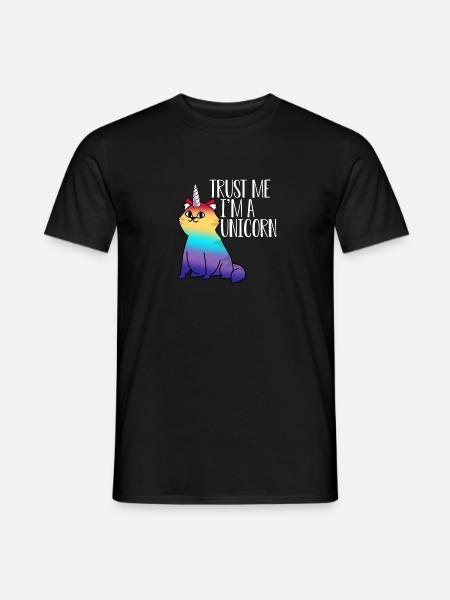 Katze Einhorn Geschenk - Männer T-Shirt - Schwarz