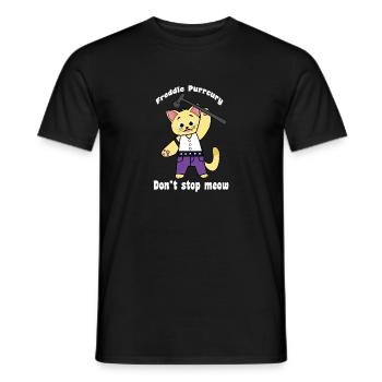 Freddie Purrcury Don't Stop Meow Funny Gift - Men's T-Shirt - black - Front - AI Model Male 178 light (178cm)