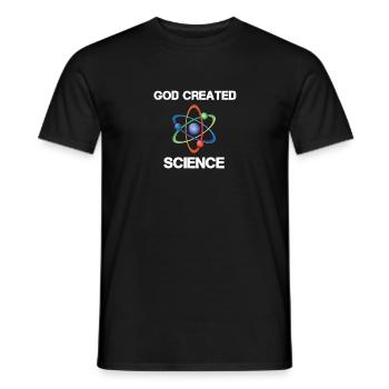 God created Science - Men's T-Shirt - black - Front - AI Model Male 178 light (178cm)