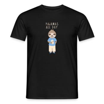 Pajamas all Day. Faultier Langschläfer Schlafanzug - Männer T-Shirt - Schwarz - Vorne - AI Model Male 178 light (178cm)