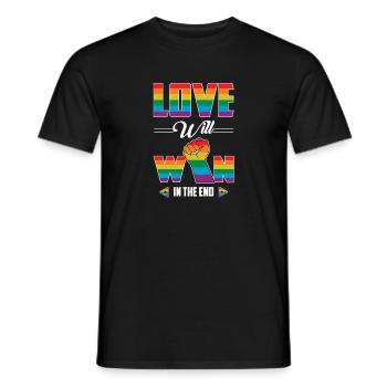 L'amour gagne à la fin T-shirt Gay Pride LGBT Ally - T-shirt homme - noir - Devant - AI Model Male 178 light (178cm)
