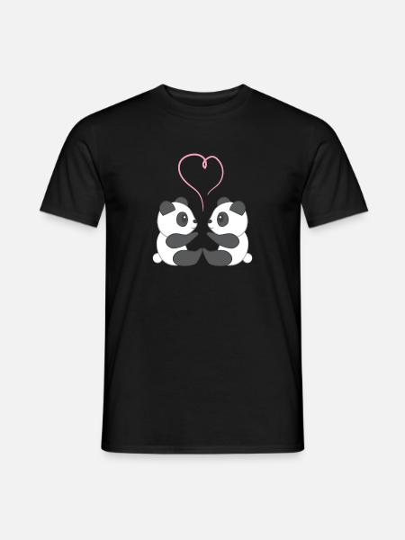 Panda - Panda - Pandafan - Coeur - Amour - T-shirt homme - noir