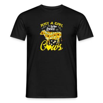 Just A Girl Who Loves Cows Mixed Sunflower T Shirt - Men's T-Shirt - black - Front - AI Model Male 178 light (178cm)