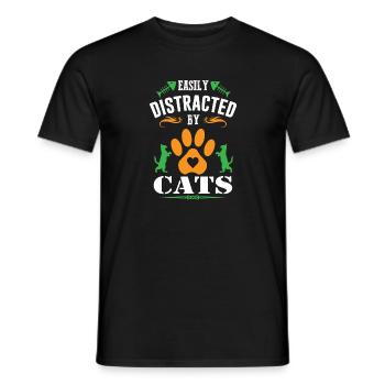 EASILY DISTRACTED BY CATS - Männer T-Shirt - Schwarz - Vorne - AI Model Male 178 light (178cm)