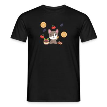 Bouledogue française - Frenchi - Bully - Nourriture - T-shirt homme - noir - Devant - AI Model Male 178 light (178cm)