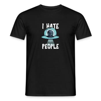 I Hate People Geschenk Alien Fliegende Untertasse - Männer T-Shirt - Schwarz - Vorne - AI Model Male 178 light (178cm)