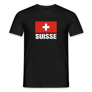 Switzerland Flag Flag Retro Suisse Jersey Gift - Men's T-Shirt - black - Front - AI Model Male 178 light (178cm)