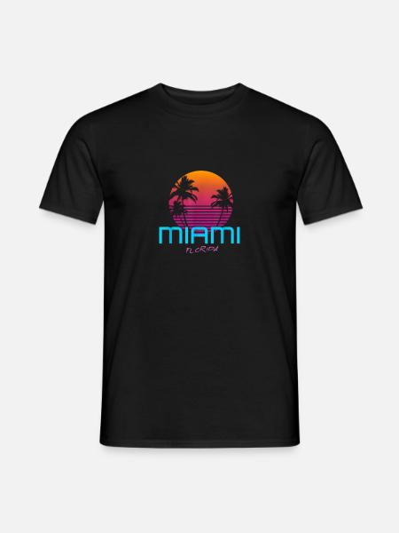 Style rétro de Miami en Floride - T-shirt homme - noir