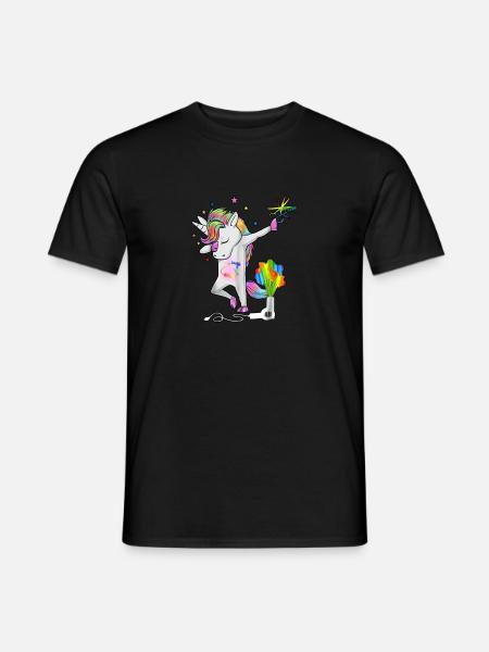 dabbing Einhorn für Friseurin und Frisör - Männer T-Shirt - Schwarz