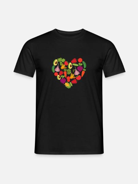 fruits, legumes, coeur, amour, vegan - T-shirt homme - noir