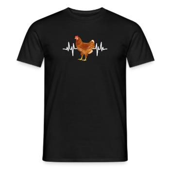 Chicken Chicken Farmer Animals Animal Heartbeat Gift - Men's T-Shirt - black - Front - AI Model Male 178 light (178cm)