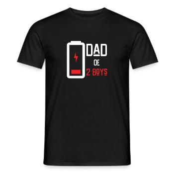 Dad of 2 Boys Low Battery Shirt Gift from Son Fath - Men's T-Shirt - black - Front - AI Model Male 178 light (178cm)