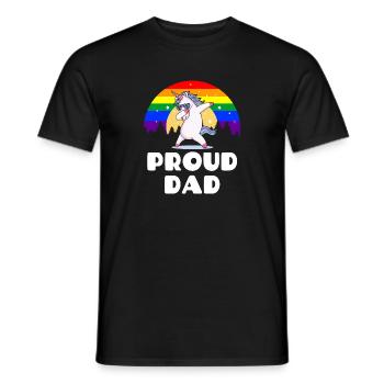 Proud Dad - Gay Pride Unicorn LGBT Flag - Männer T-Shirt - Schwarz - Vorne - AI Model Male 178 light (178cm)