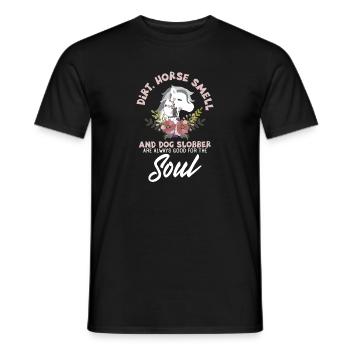 Gift Horse Dog Lover print | Dirt Horse Smell & - Men's T-Shirt - black - Front - AI Model Male 178 light (178cm)