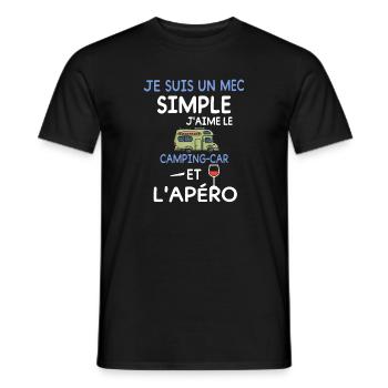 je suis un mec simple J'aime le camping car et - T-shirt homme - noir - Devant - AI Model Male 178 light (178cm)
