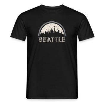 Grunge Seattle Skyline Distressed Look drucken - Männer T-Shirt - Schwarz - Vorne - AI Model Male 178 light (178cm)