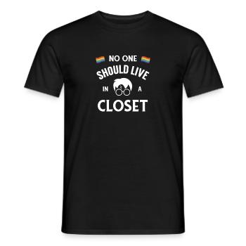 Personne ne devrait vivre dans un placard fierté cadeau LGBT - T-shirt homme - noir - Devant - AI Model Male 178 light (178cm)