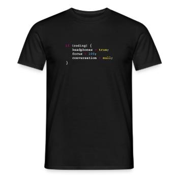 Programming If Coding Headphones Tee, Programming - Men's T-Shirt - black - Front - AI Model Male 178 light (178cm)