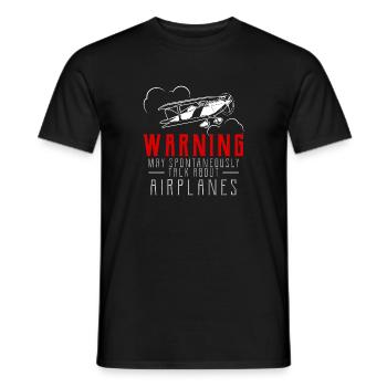 Warnung Sprechen Sie über Flugzeuge Grafik, Luftfahrt - Männer T-Shirt - Schwarz - Vorne - AI Model Male 178 light (178cm)