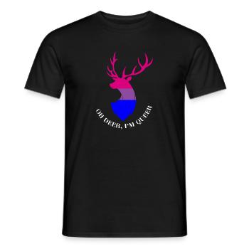 Oh Deer I'm Queer product, LGBT Tee, Bisexual - T-shirt homme - noir - Devant - AI Model Male 178 light (178cm)