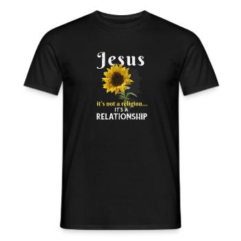 Jésus ce n'est pas une religion c'est une relation - T-shirt homme - noir - Devant - AI Model Male 178 light (178cm)