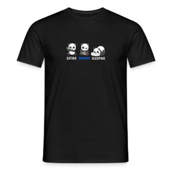 Panda Bear Gamer Eating Gaming Sleeping Video Game - Men's T-Shirt - black - Front - AI Model Male 178 light (178cm)