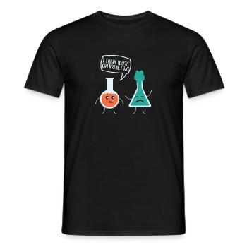 Je pense que vous réagissez de manière excessive à la chimie, nerd - T-shirt homme - noir - Devant - AI Model Male 178 light (178cm)