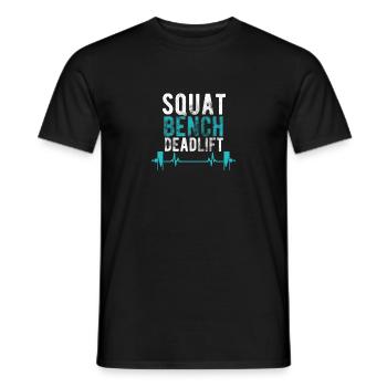 Kraftdreikampf Powerlifting Herzschlag Squat Bench - Männer T-Shirt - Schwarz - Vorne - AI Model Male 178 light (178cm)