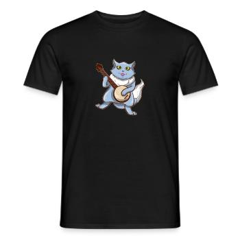 Cat Joue Banjo Mandolin Banjo Player - T-shirt homme - noir - Devant - AI Model Male 178 light (178cm)