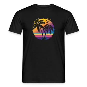 Vintager Sonnenuntergang-Palme-Geschenk-Entwurfs-Ideen-Strand - Männer T-Shirt - Schwarz - Vorne - AI Model Male 178 light (178cm)