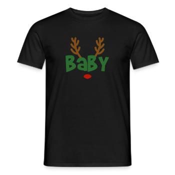 Tenue de famille bébé renne cerf de Noël - T-shirt homme - noir - Devant - AI Model Male 178 light (178cm)