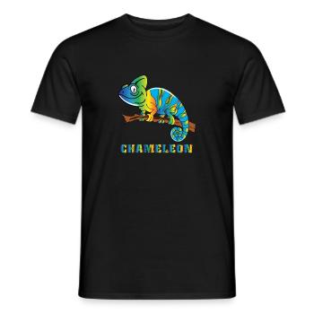Colorful chameleon with colorful lettering - Men's T-Shirt - black - Front - AI Model Male 178 light (178cm)