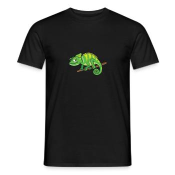 Comic Chameleon Grinning Cute - Men's T-Shirt - black - Front - AI Model Male 178 light (178cm)