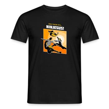 Putain de merde! C'est ... Ninjesus! Chemise Ninja Jesus Chr - T-shirt homme - noir - Devant - AI Model Male 178 light (178cm)