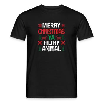 Merry christmas ya filthy animal - Männer T-Shirt - Schwarz - Vorne - AI Model Male 178 light (178cm)
