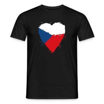 Czech Republic flag heart - Men's T-Shirt - black - Front - AI Model Male 178 light (178cm)