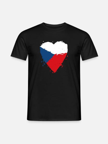 Czech Republic flag heart - Men's T-Shirt - black