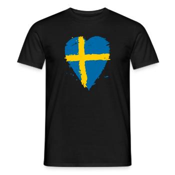 Coeur drapeau Suède - T-shirt homme - noir - Devant - AI Model Male 178 light (178cm)
