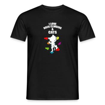 J'adore l'escalade et les chats grimpeur et chat - T-shirt homme - noir - Devant - AI Model Male 178 light (178cm)