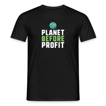Planet before profit climate change protest slogan - Men's T-Shirt - black - Front - AI Model Male 178 light (178cm)