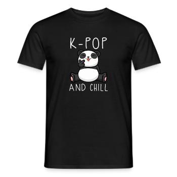 kpop, panda, korea, geschenkidee, koreanisch - Männer T-Shirt - Schwarz - Vorne - AI Model Male 178 light (178cm)