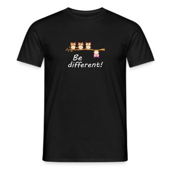 Funny be different owls eagle owl bird funny owl - Men's T-Shirt - black - Front - AI Model Male 178 light (178cm)
