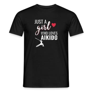 Aikido fighter gift idea women girl shirt - Men's T-Shirt - black - Front - AI Model Male 178 light (178cm)