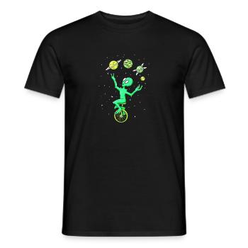 Alien Jongleur Jonglieren Zirkus Einrad fahren - Männer T-Shirt - Schwarz - Vorne - AI Model Male 178 light (178cm)